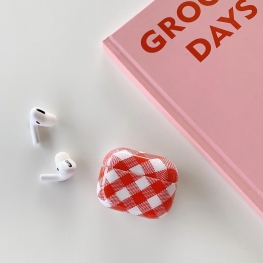 Red Plaids print airpods case