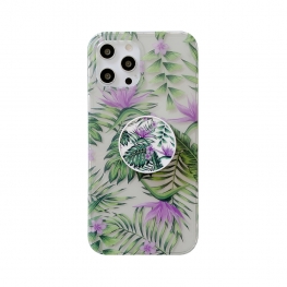 IMD purple Flower phone case with pop socket