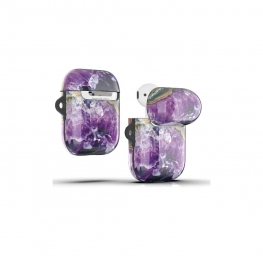 Purple Marble print airpods case
