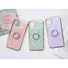 Seashell plating edge iphone case with finger ring holder