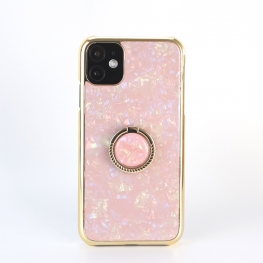 Seashell plating edge phone case with finger ring holder